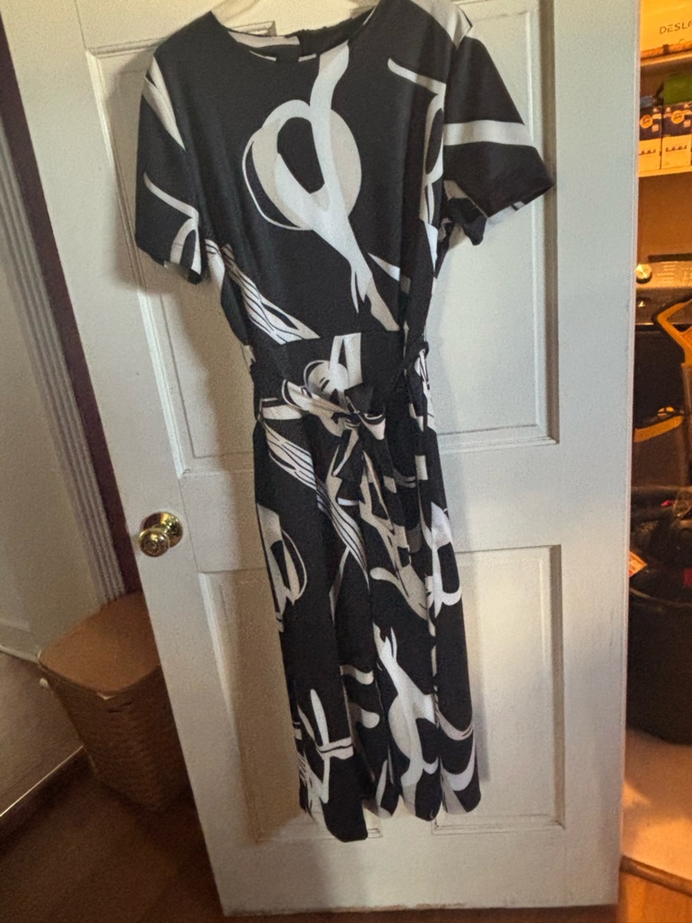 Black & White Abstract Print Women’s Dress